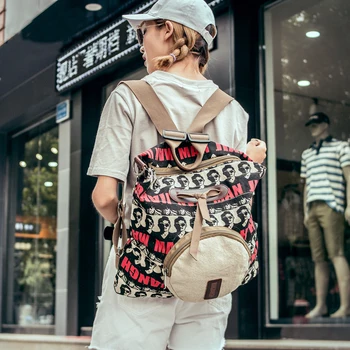 

2019 new Korean double shoulder backpack Leisure Canvas travel sports bag schoolbag for college and middle school students