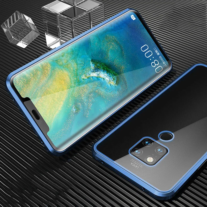 Магнитный двухсторонний стеклянный чехол для телефона huawei mate 20 P20 Pro P30 Lite для Honor 8X 9X V20 Nova 5 5i Pro металлический чехол s