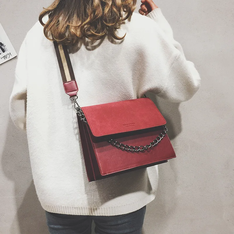 

Three-dimensional frosted small square bag thick chain double shoulder diagonal women's bag