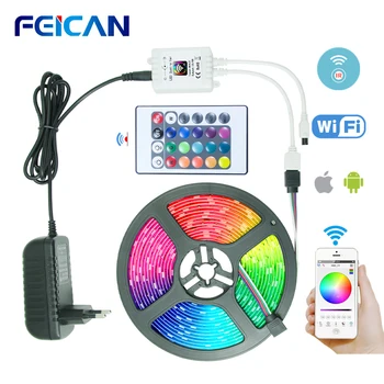 

WiFi LED Strip RGB Waterproof Remote 12V LED Light Strip 5M Set 5050 LED RGB Strip WiFi RGB Controller Support Android/IOS APP