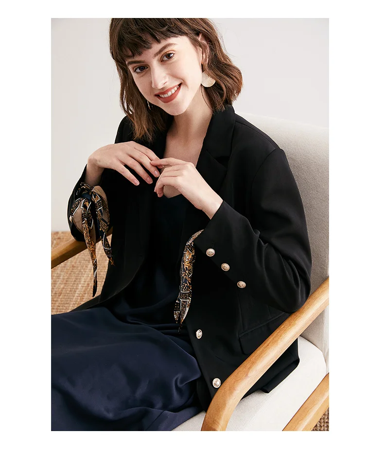 POKWAI женские весенние и осенние тонкие черные с длинным рукавом Топы пальто |