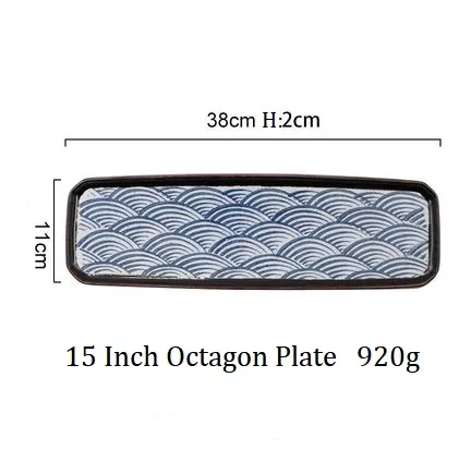 15 Inch Plate 1 шт. в японском стиле ретро керамическая тарелка для суши прямоугольная тарелка персональный поднос для еды десерт Снэк обеденная тарелка, столовая посуда - Цвет: 15 Inch Plate