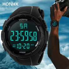 Reloj Digital Deporte Hombre reloj HONHX semana luminosa gran Dial cronómetro 3Bar resistente al agua TPU banda ABS caso reloj Masculino 30 *