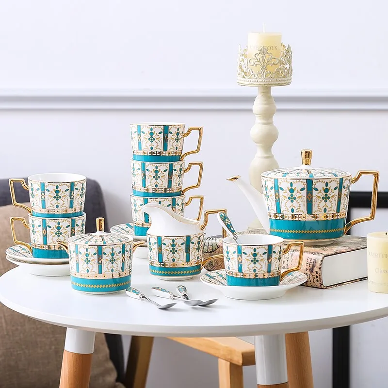 

Coffee cup set of 6 bone china Green Tea set china Tableware set