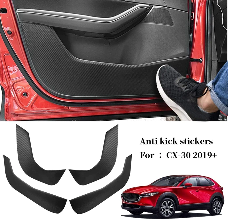 Car Carbon Fiber Door Anti Kick Pad Side Edge Protection Mat Cover for