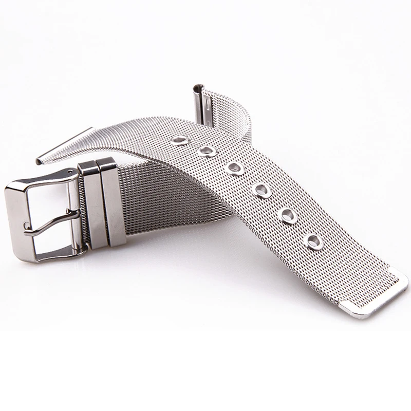 Bracelet pour montre Argenté Acier Inoxydable 20mm avec bouton