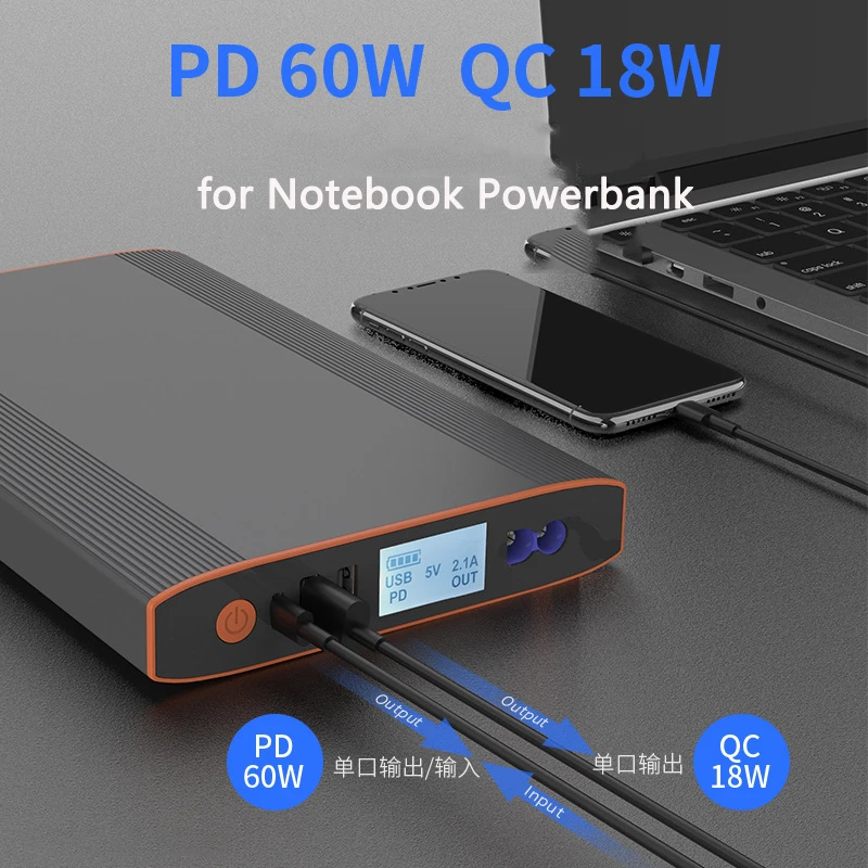 US $129.99 Power Bank 57600mAh PD 60W Powerbank For Notebook Laptop Portable Mobile Phone Charger For iPhone 12 Samsung S9 Tablet Poverbank