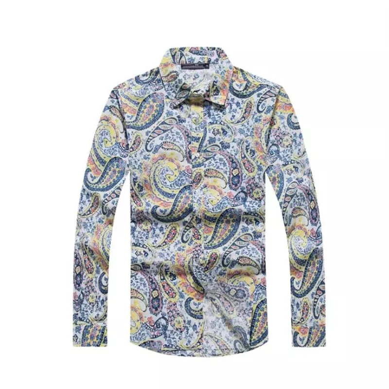 Tailor Pal Love Men Autumn Summer Casual Long Sleeved Shirt Printed with Turn-down Collar Shirt comfortable and soft