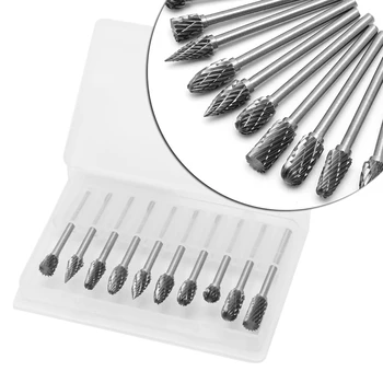 

New 10Pc 1/8" 6mm Tungsten Carbide Cutter Rotary Burr Set CNC Engraving Bit Tool