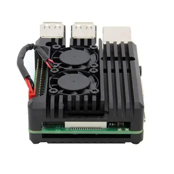 

Raspberry Pi 4/3 Aluminum Case with Dual Cooling Fan Metal Shell Black Enclosure for RPI Raspberry Pi 4B/3B/3B+