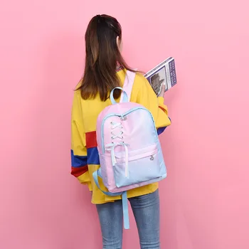 

New Oxford cloth gradient color backpack small fresh high school junior high school student schoolbag large capacity backpack