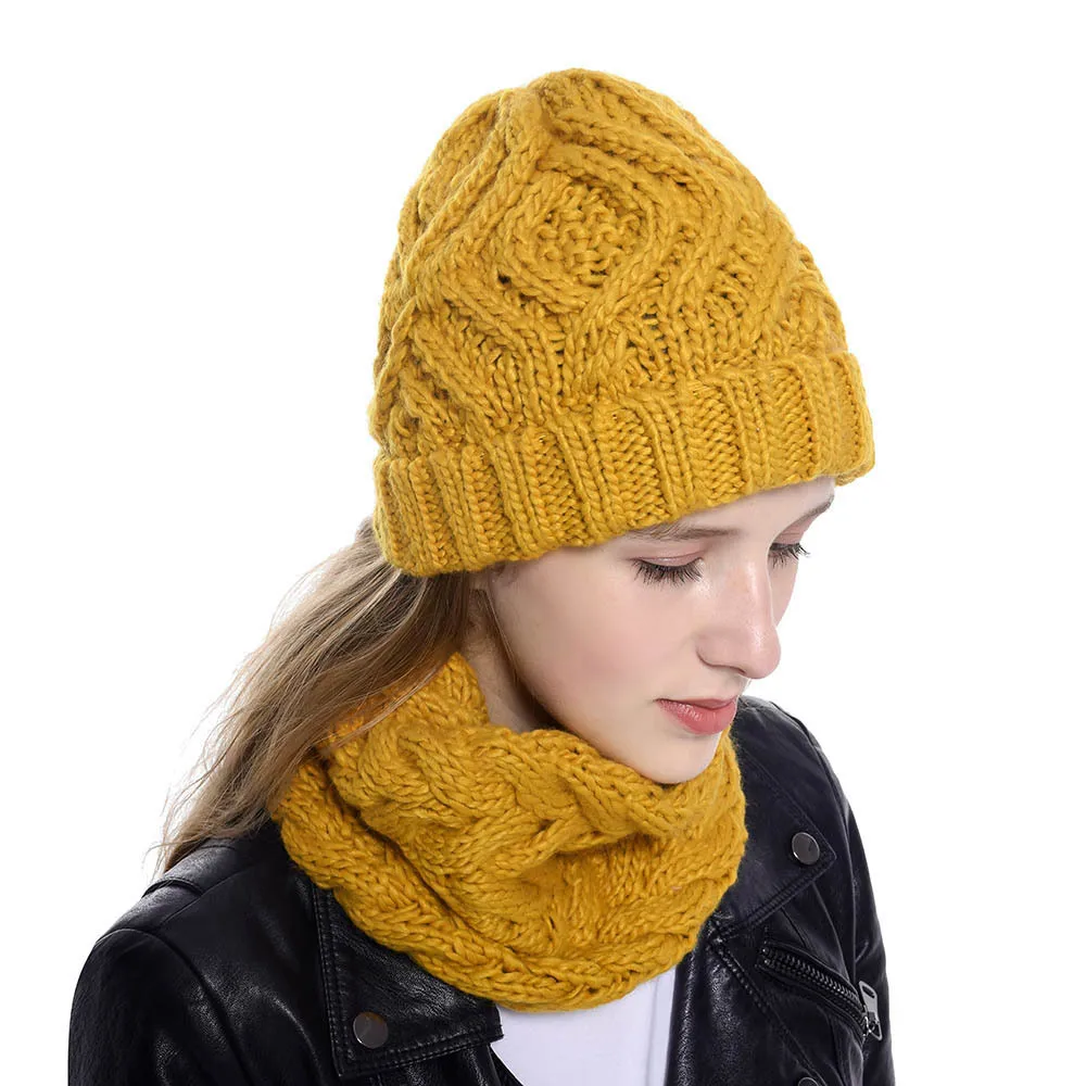 Goocheer/женская шапка, шарф, комплект для девочки, шерсть, вязаный, теплый, уличная, 8 цветов, женская шляпа, женский зимний шарф, кепки из хлопка