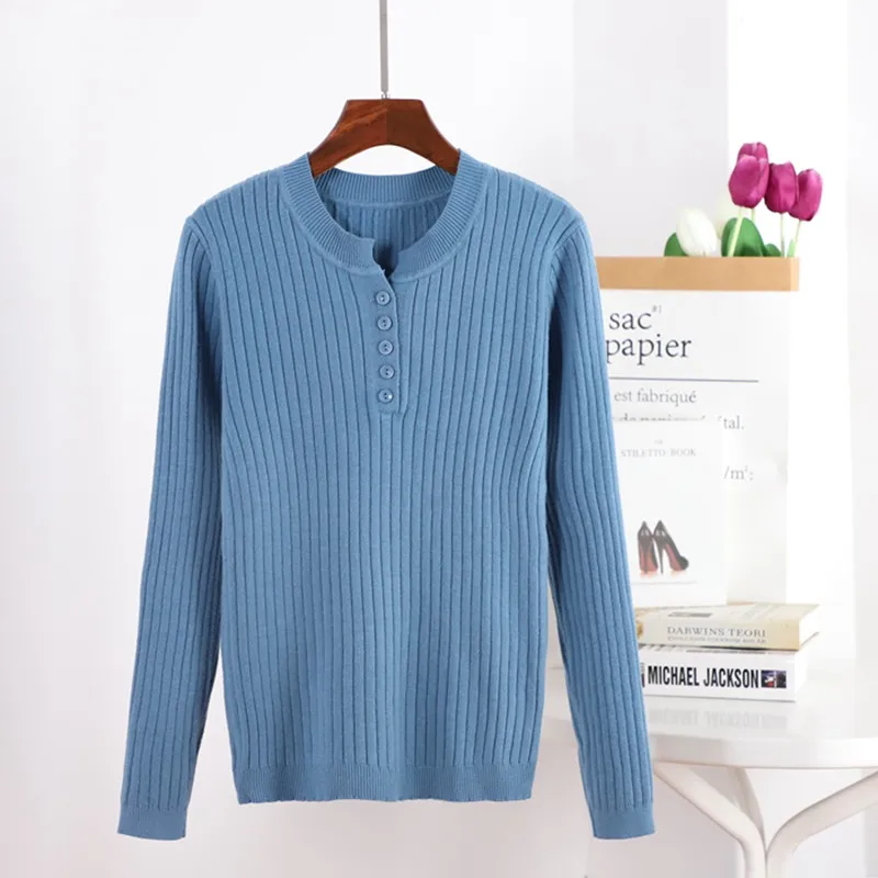 

GIGOGOU Winter Thick Women Sweater Pullover Basic Rib Knitted Cotton Tops Solid Crew Neck Essential Jumper Long Sleeve Sweaters