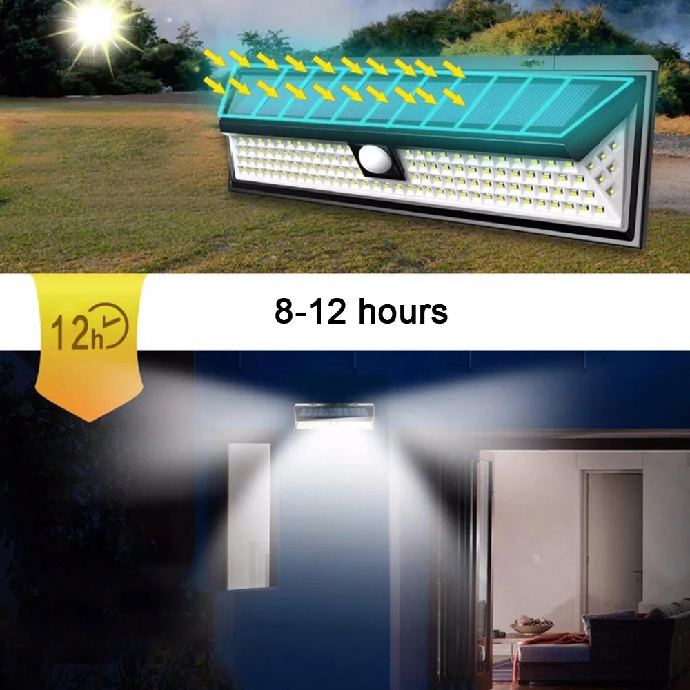 

118 Led Solar Light Outdoor Solar Lamp Motion Sensor Solar Powered Spotlight 3 Modes Rc Wall Sunlight For Street Garden Gate
