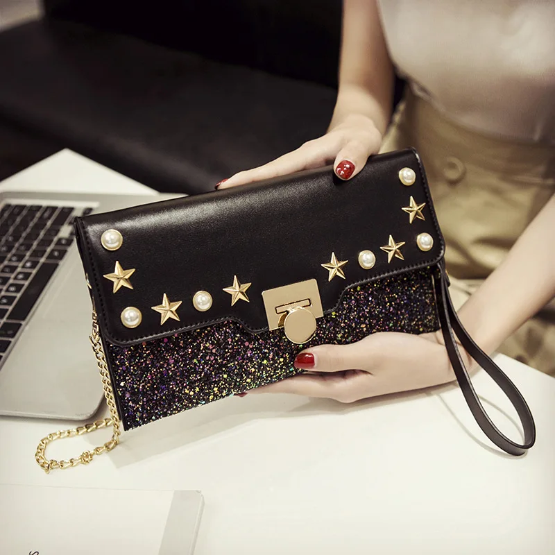 

2020 Bag New Style Rivet Shoulder Handbag Korean-style Cool Versitile Fashion Elegant Debutante Clutch Bag Women's