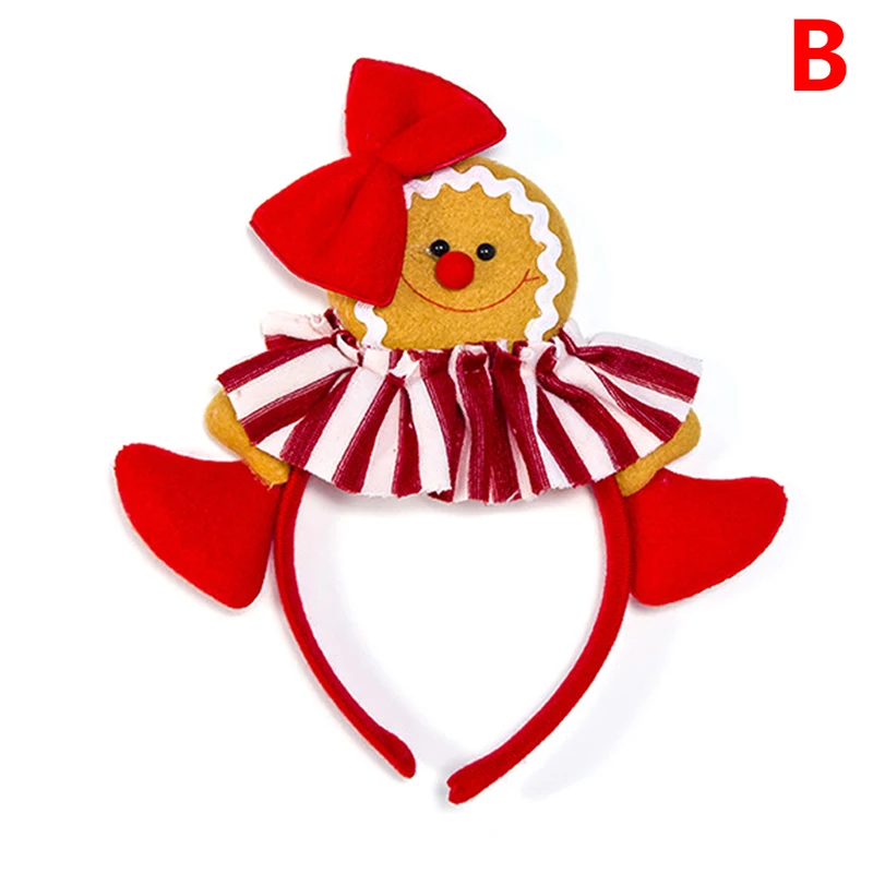 B Christmas Decoration Santa Gingerbread Headband Xmas Party Dress Up Head Buckle Kids Gift Children's Hairband Decors Photo Props - Цвет: B