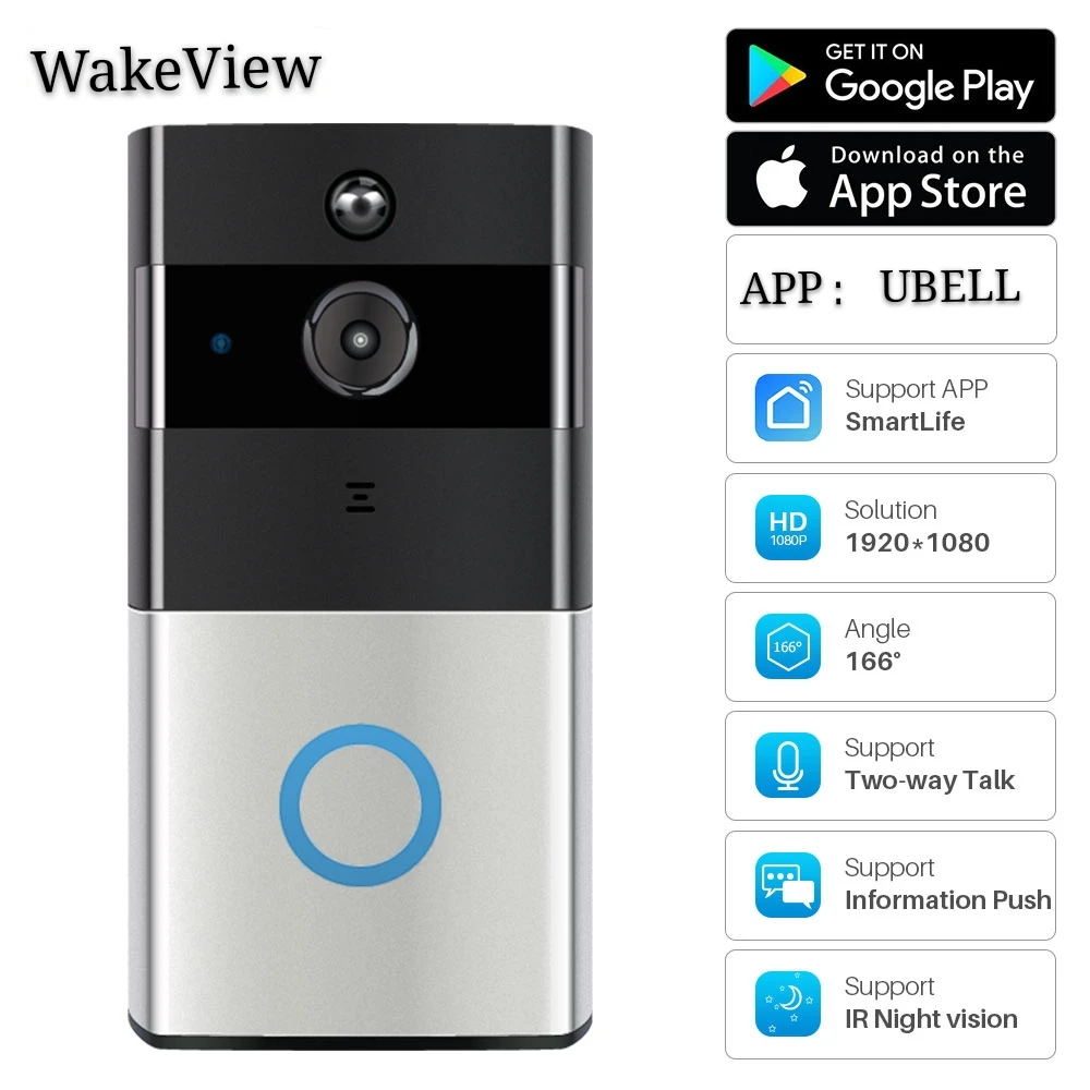 WakeView 1080P умный видео дверной звонок Домофон WiFi приложение управление