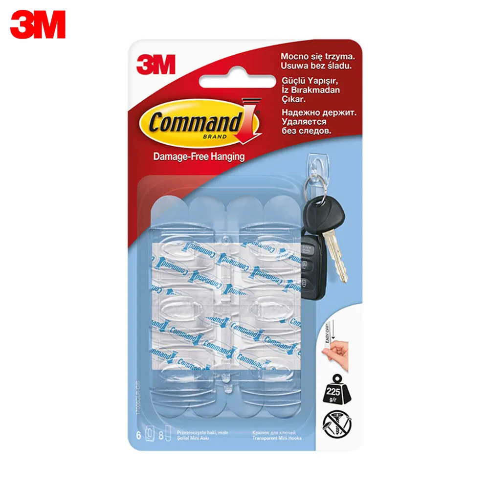 Multi-Purpose Hooks 3M 17006CLR 17006 CLR Home Garden Storage Organization Key hook Command transparent Clear afbeelding