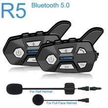 WAYXIN 2 sztuk domofon Bluetooth 2 Rider FM kask motocyklowy z Bluetooth domofon 1000M MOTO Interphone kask słuchawki domofon R5