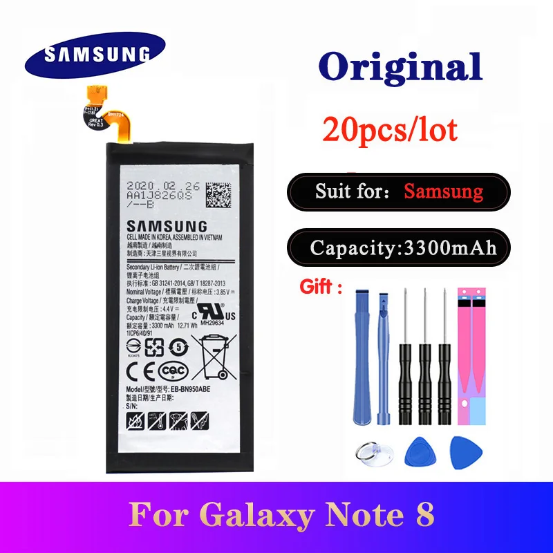 20 шт./лот EB BN950ABE батареи для Samsung Galaxy Note 8 N950 N950F N950U N950N Оригинальный аккумулятор