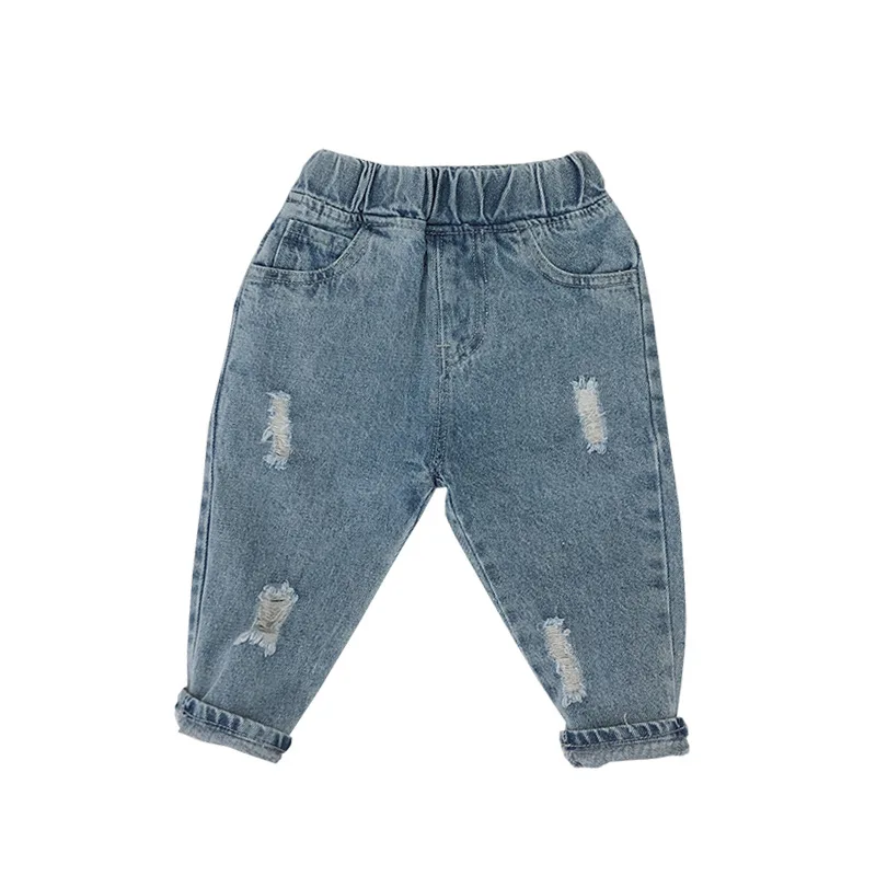

WLG Boys Fashion Jeans Kids Spring Autumn Ripped Denim Blue Jean Baby Boy Holes All Match Trousers for 1-5 Years