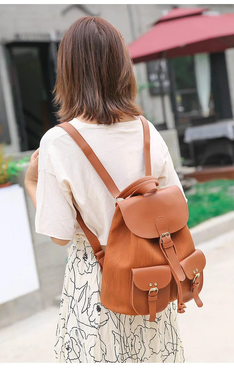 Brown Black Women Backpack Soft Leather School Bag For Teen Girls Casual Travel Bagpack 2019 New Fashion Female Luxury Backpacks (11)