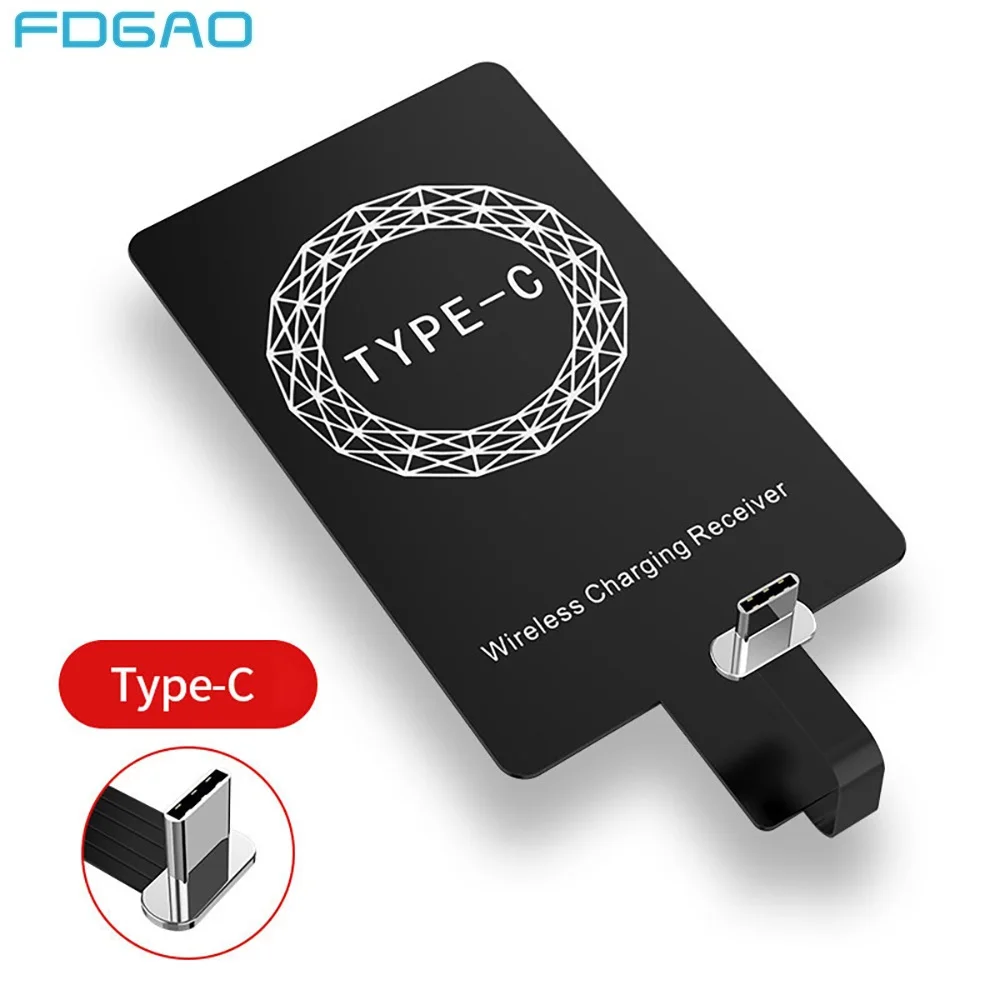 FDGAO Qi Беспроводное зарядное устройство приемник Pad катушка для iPhone 5 5S SE 6 6S 7 Plus беспроводной зарядный адаптер коврик для Andriod type C