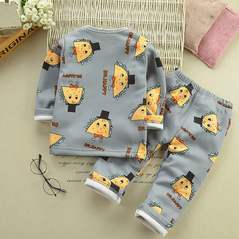 Goede 2019 Herfst En Winter Plus Fluwelen Lange Mouw Jongen Peulvrucht Kleding Effen Kleur Warm Ondergoed Set Peuter Jongens Winter Kleding