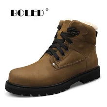 Мужские ботинки из натуральной кожи; зимняя обувь размера плюс; мужские теплые зимние ботинки высокого качества; дышащая обувь на шнуровке; мужская обувь