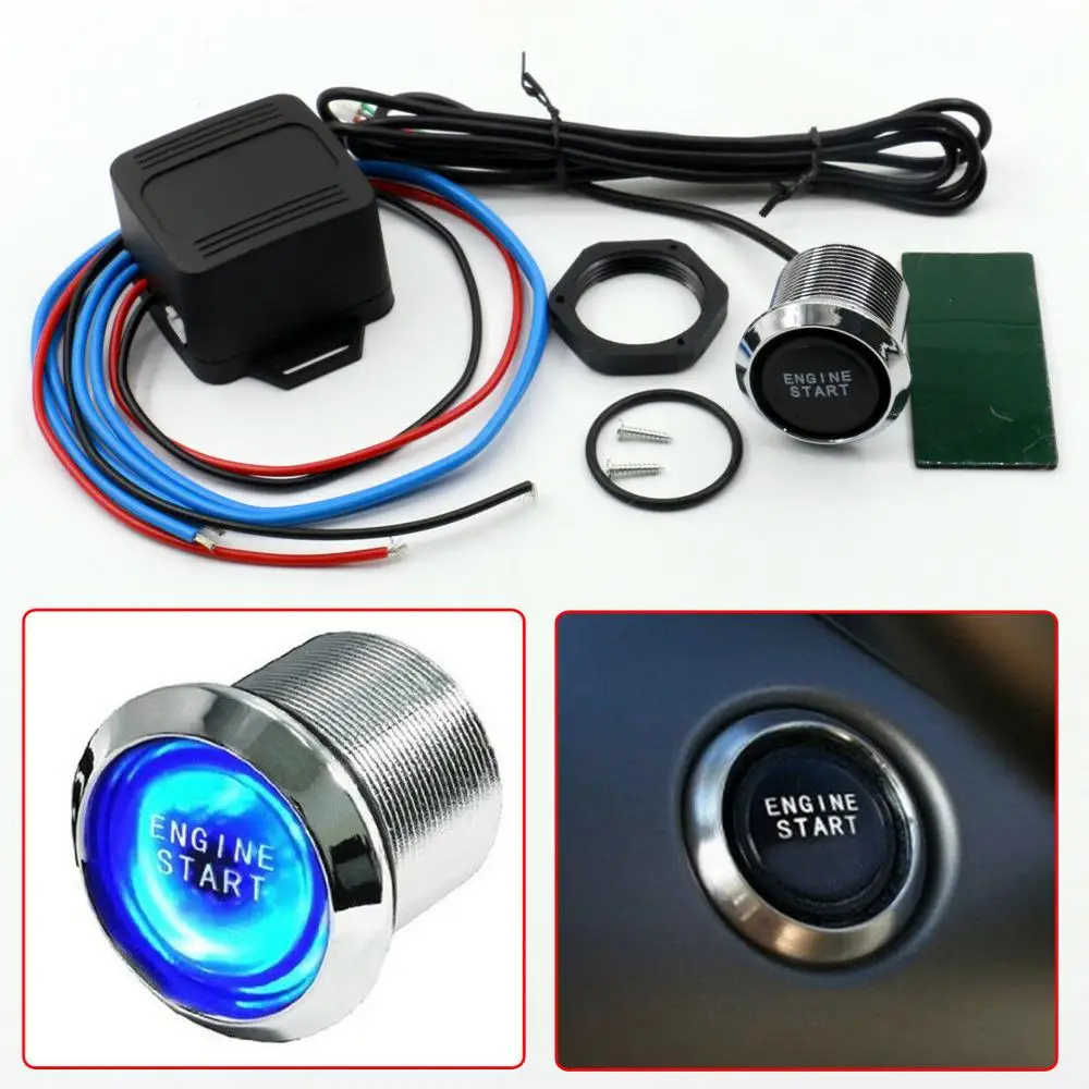 

EIDRAN New 12V DIY Car Blue LED Engine Start Push Button Switch Ignition Starter Kits