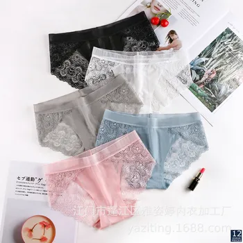 

12 Pcs/lot Wholesale Breathable Underpants Women Underwear Mid-Rise Lace Girls Ladies Panties Lingerie Sexy Briefs yzt 6639