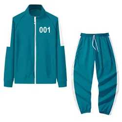 Squid Game Digital Printing Sweatshirts Sets For Mens And Womens Autumn And Winter Sports Zipper Cardigan Pocket Sweater Set Hot