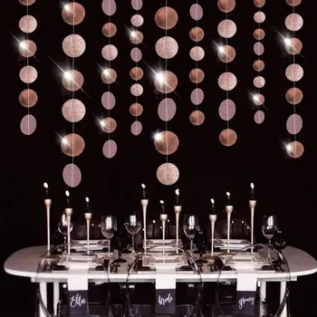 

3.5m Rose Gold Glitter Circle Dot Garland Banner Hanging Backdrop Wedding Birthday Party Decoration Bridal Shower Christmas