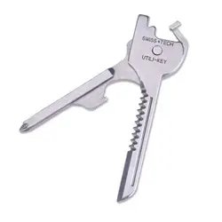Outdoor 6-in-one Folding Tool Multitool Mini Pocket Keychain Opener Screwdriver Serrated Blade Survival Escape Tool