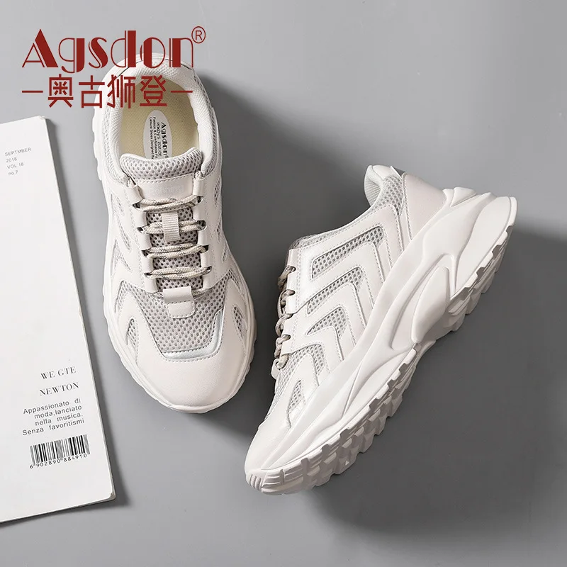 

Agsdon Mesh Dad Shoes Women's 2019 New Style Spring And Summer-Sports Network Red Versatile Casual White Shoes Single Fashion