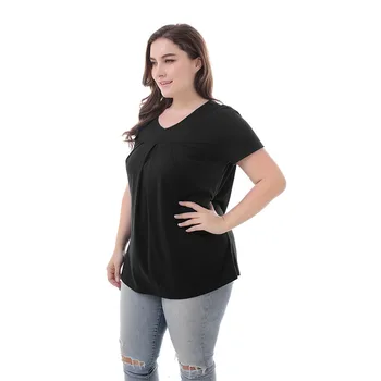 

Big size Summer Woman T-shirt Loose short sleeve solid tshirts female Fat MM plus size women clothing large size tops