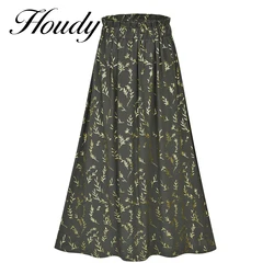 Pattern Printing Long Summer Dress Women Fashion 2022 White Black Slit High Waist Sun Protection Wrap A-Line Skirt Women