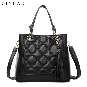 

Luxury Leather Women Bag 2020 New Arrival Tassel Handbags Ladies Fashion Lattice Pattern Shoulder Crossbody Bags High Quality