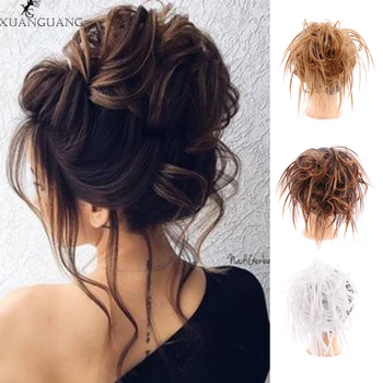 

XUANGUANG elastic chignon hair extension synthetic Scrunchies bun hair Updo donut fake hair wig bun