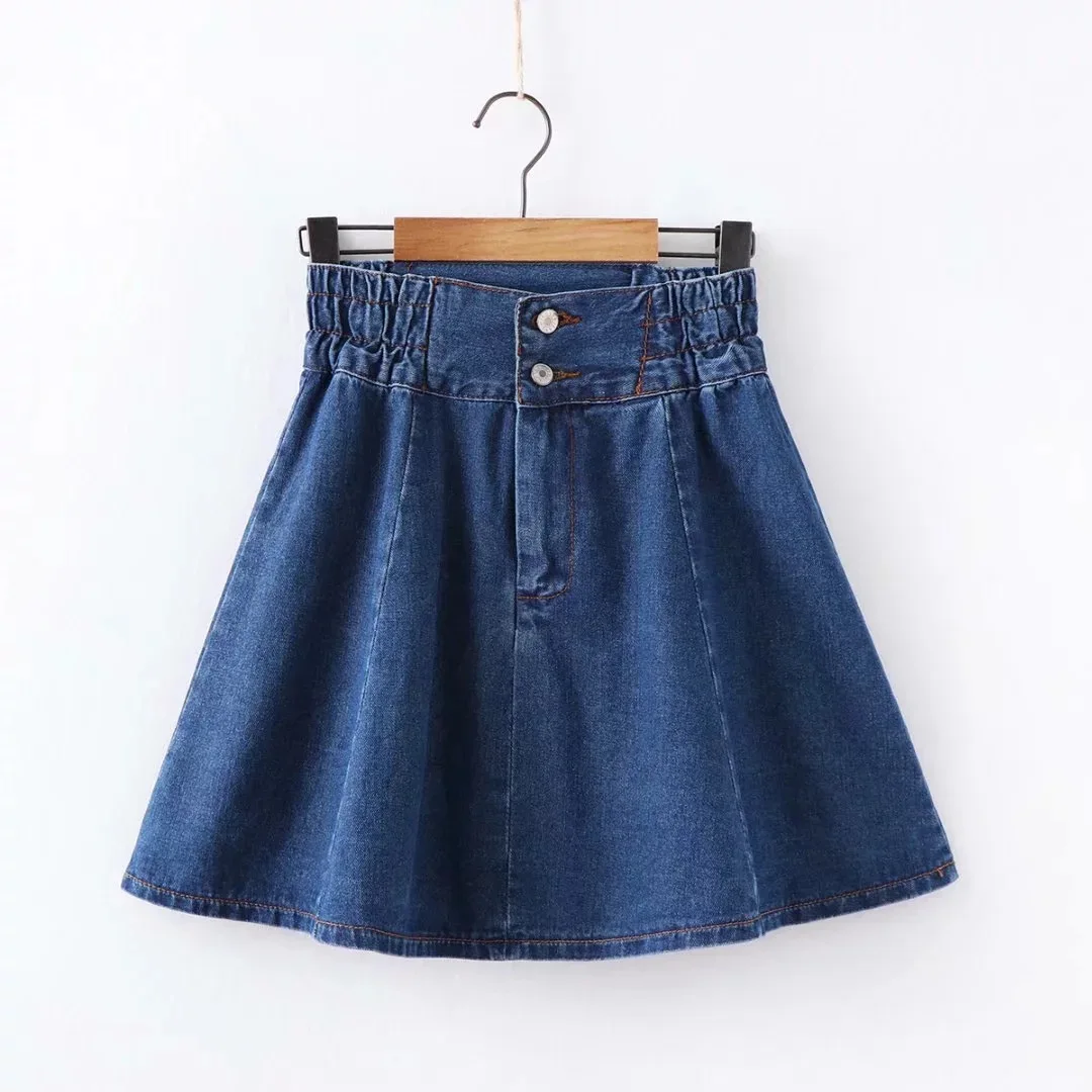 

Japanese-style Korean-style Versatile Fresh College Style Solid Color Slim Fit Waist Hugging Students Cowboy Half-length Short S