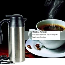 750 мл, 304, автомобильный чайник из нержавеющей стали, портативный автомобильный подогреватель воды, подогреватель воды, электрический чайник для путешествий, 12 В/24 В, для кофе, горячего чая