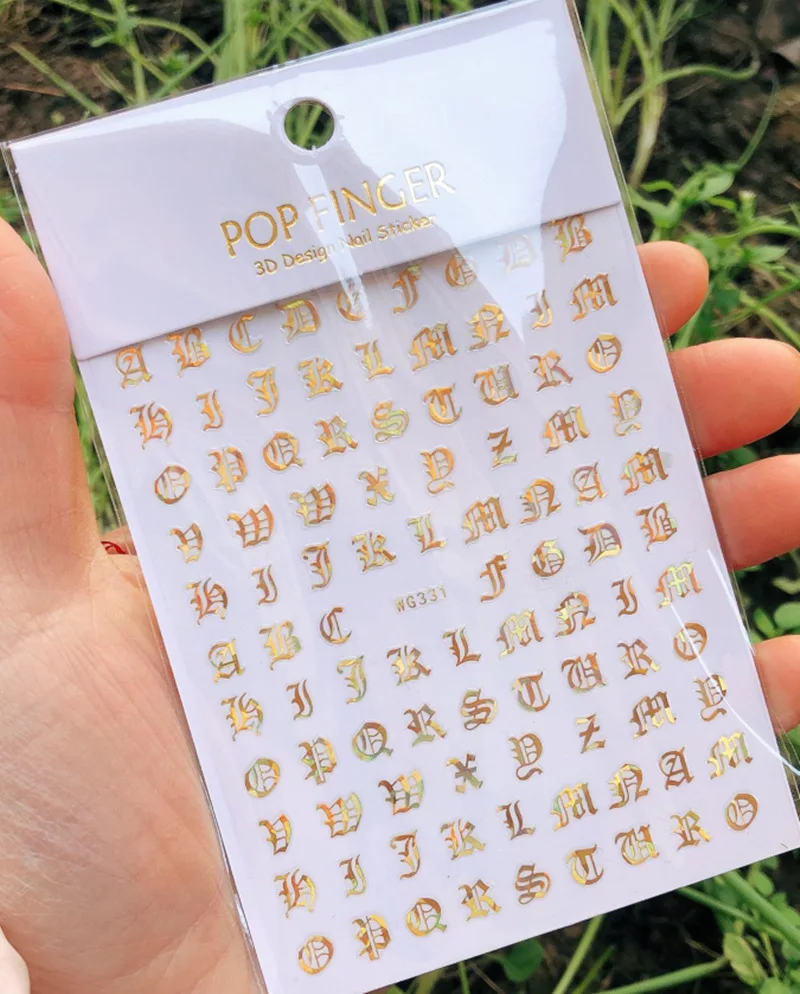 1PCS Multi-Color Laser Reflective Alphabet Nail Art Sticker Kit