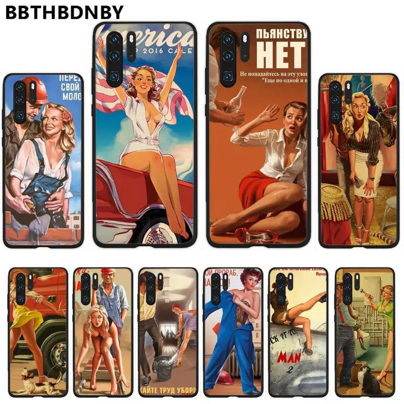 

WW2 Sexy Pin up Girl Vintege Phone Case For Huawei Y5 Y6 II Y7 Y9 PRIME 2018 2019 NOVA3E P20 PRO P10 Honor 10