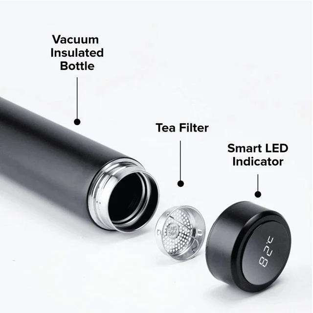 Intelligent Temperature Display Vacuum Insulated Water Bottle,leak