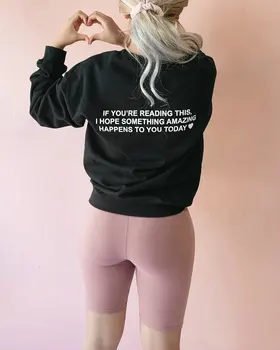 

Woman Letter Print Top, Long Sleeve Round Neck Loose Pullover Casual Style Sweater