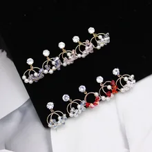 Блестящие сбоку новые модные брендовые ювелирные изделия корейские жемчужные серьги-гвоздики для женщин простой стиль подвеска серьги с кристаллами