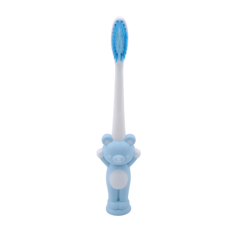 Blue bear Зубная щетка в форме милого мультяшного медведя кролика для маленьких мальчиков и девочек, зубная щетка для малышей, Силиконовая зубная щетка для малышей - Цвет: Blue bear