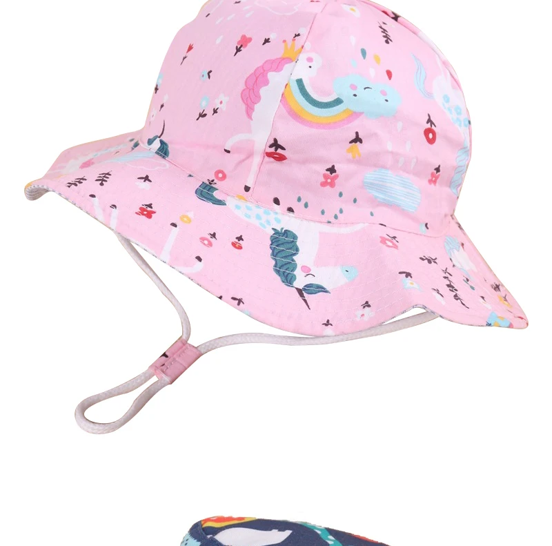 Silicone Anti-lost Chain Strap Adjustable  Spring Summer Baby Bucket Hat For Children Cartoon Animal Fisherman Cap Boys Girls Cotton Breathable Autumn Outdoor Sun Hats crochet baby accessories