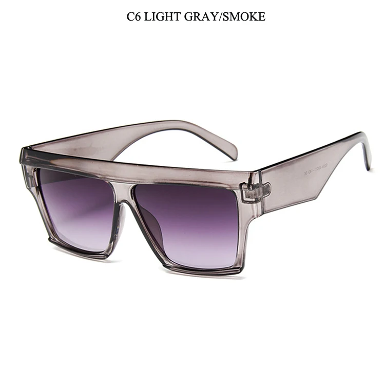 Новые модные квадратные солнцезащитные очки для женщин брендовая дизайнерская ретро большая винтажная рамка солнцезащитные очки негабаритные унисекс Женские солнцезащитные очки мужские - Цвет линз: Light gray Smoke