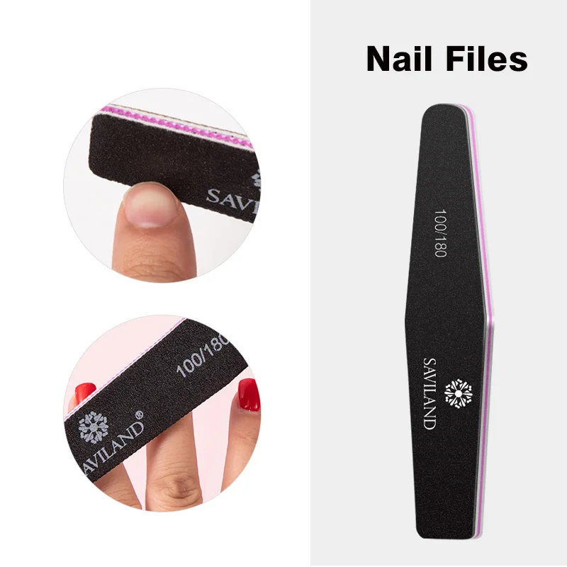 Nail File SAVILAND блестящая черная однотонная полированная полоска пилочка для ногтей щетка Прочная для полировки ногтей художественный салонный чехол с каменным узором для маникюра - Цвет: Nail File